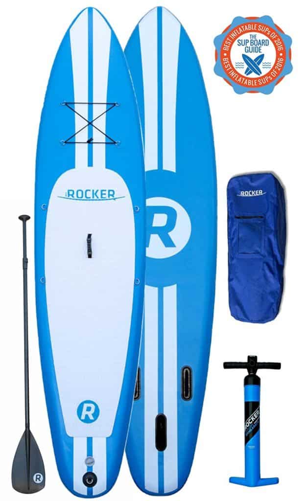iRocker Triple Layer Military Grade PVC Inflatable Paddleboard with Backpack, Travel Paddle, Hand Pump and Repair Kit, 11-Feet X 6-Inch Thick