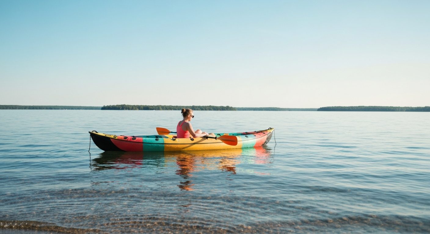 Are inflatable kayaks good - an inflatable kayak on a calm lake