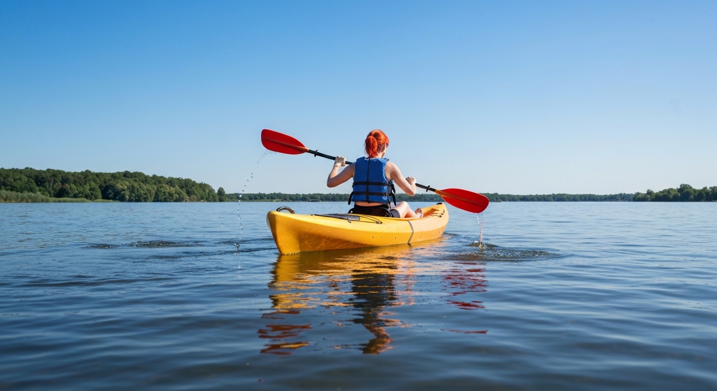 Best kayak for beginners - a confident beginner on a stable recreational kayak