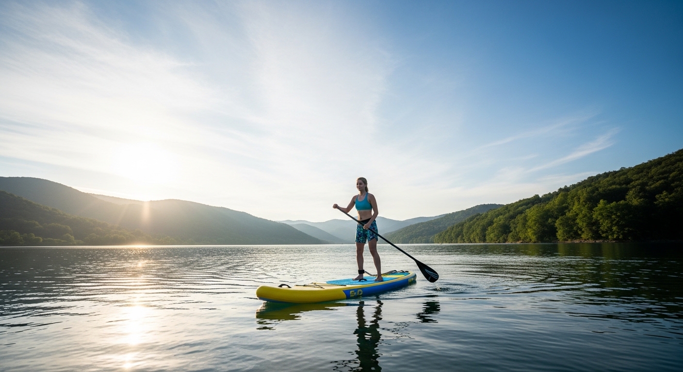 Best paddle board for beginners - a beginner on a wide stable SUP