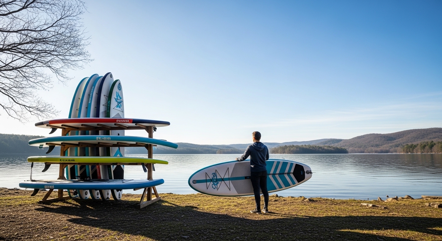 Buying a paddle board - choosing a new SUP at a lakeside