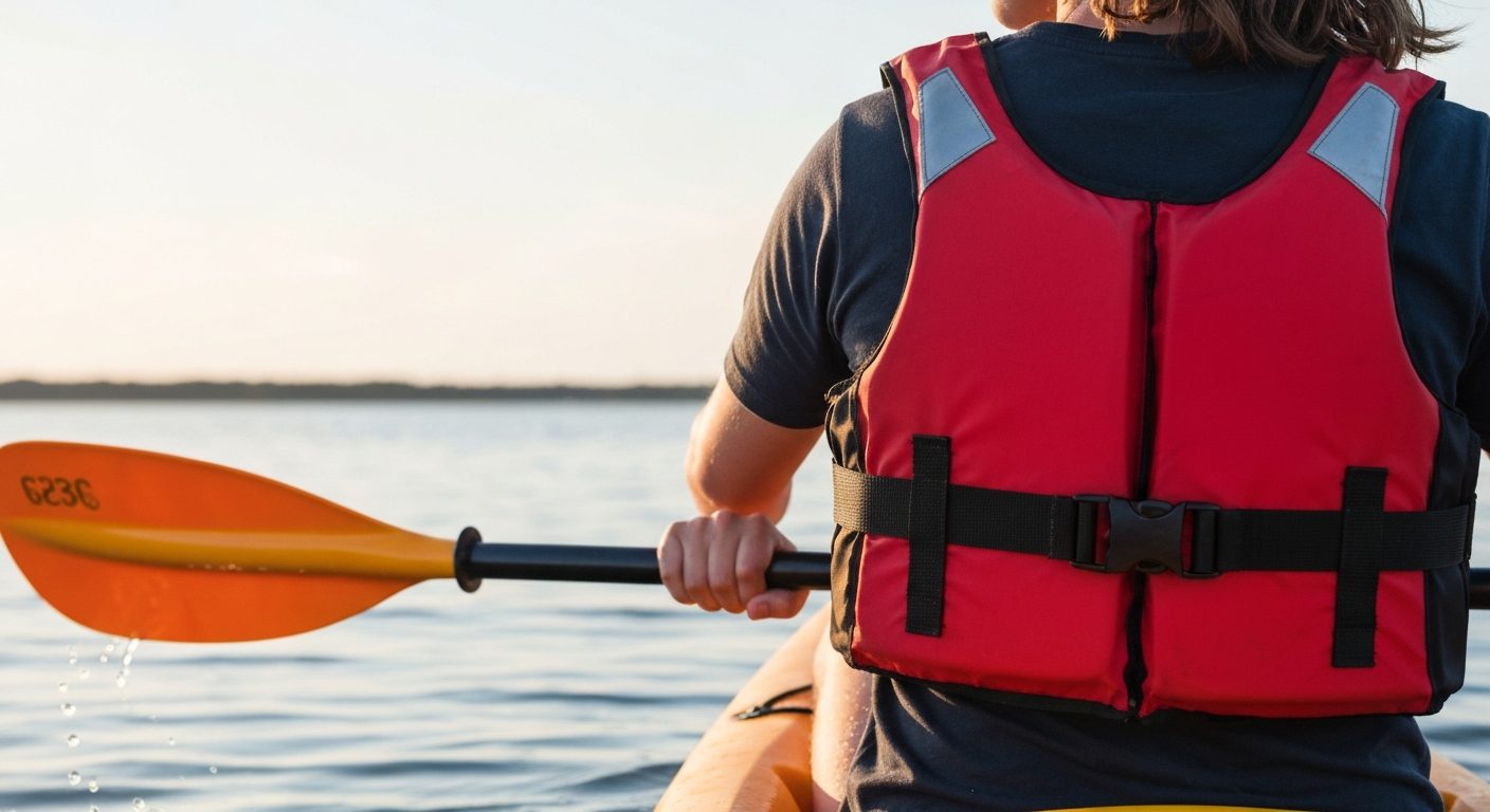 Do you need a life jacket in a kayak - a kayaker wearing a PFD