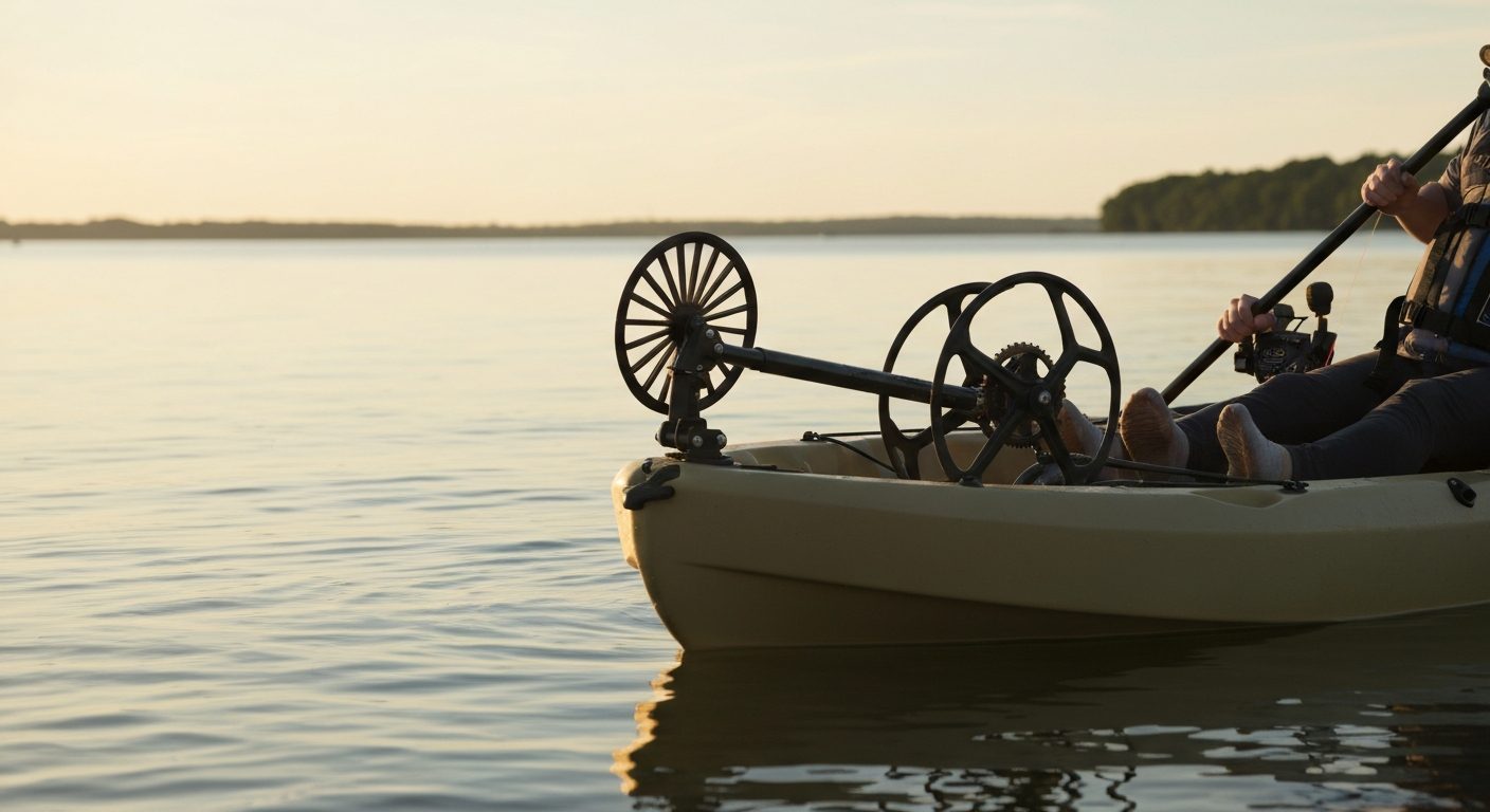 Fin drive vs prop drive kayak - a pedal-drive unit in a fishing kayak