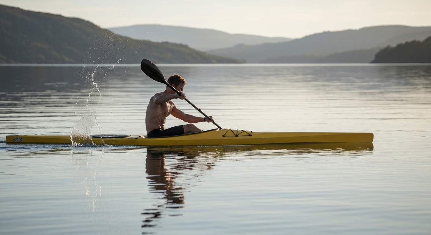 High-angle vs low-angle paddle - a kayaker using an efficient stroke