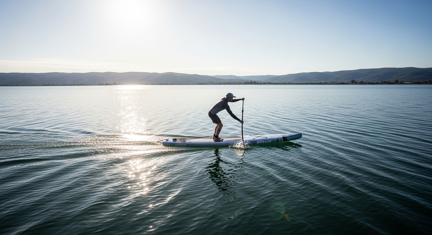 How fast can you go on a paddle board - paddler moving fast on a touring SUP