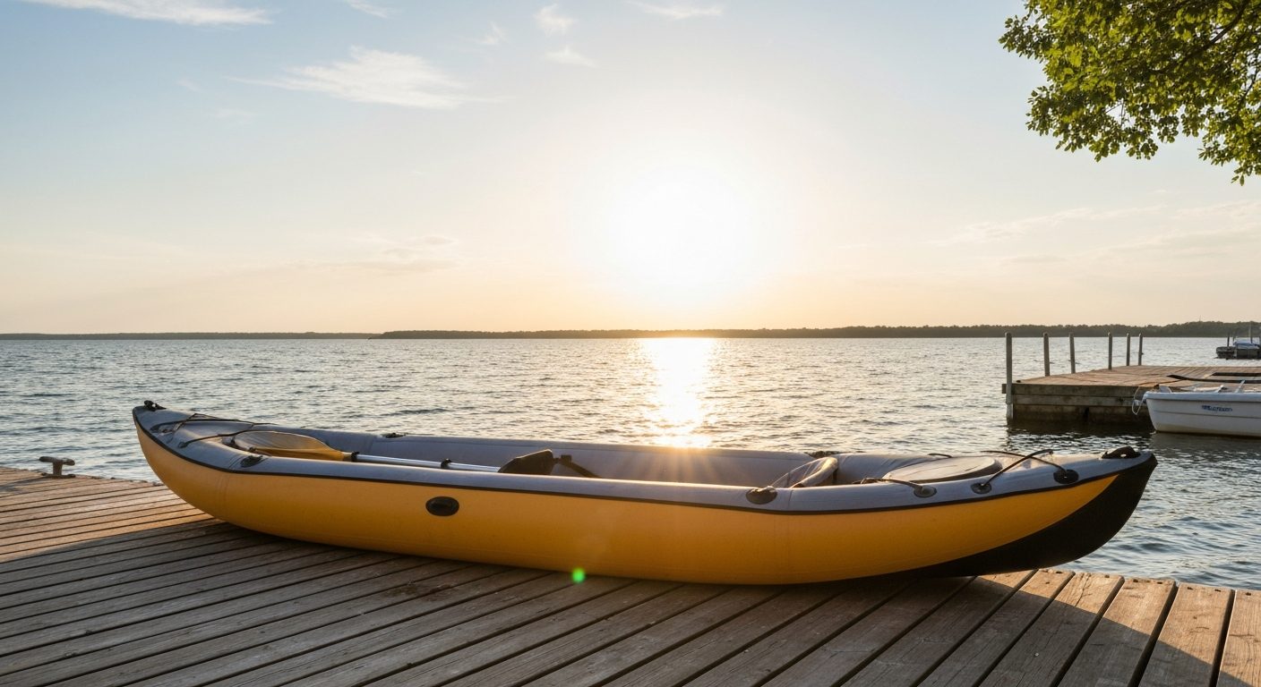 How long do inflatable kayaks last - an inflatable kayak drying on a dock