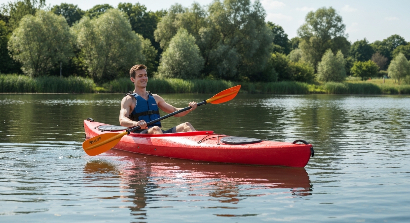 Is kayaking hard for beginners - a relaxed beginner paddling a kayak