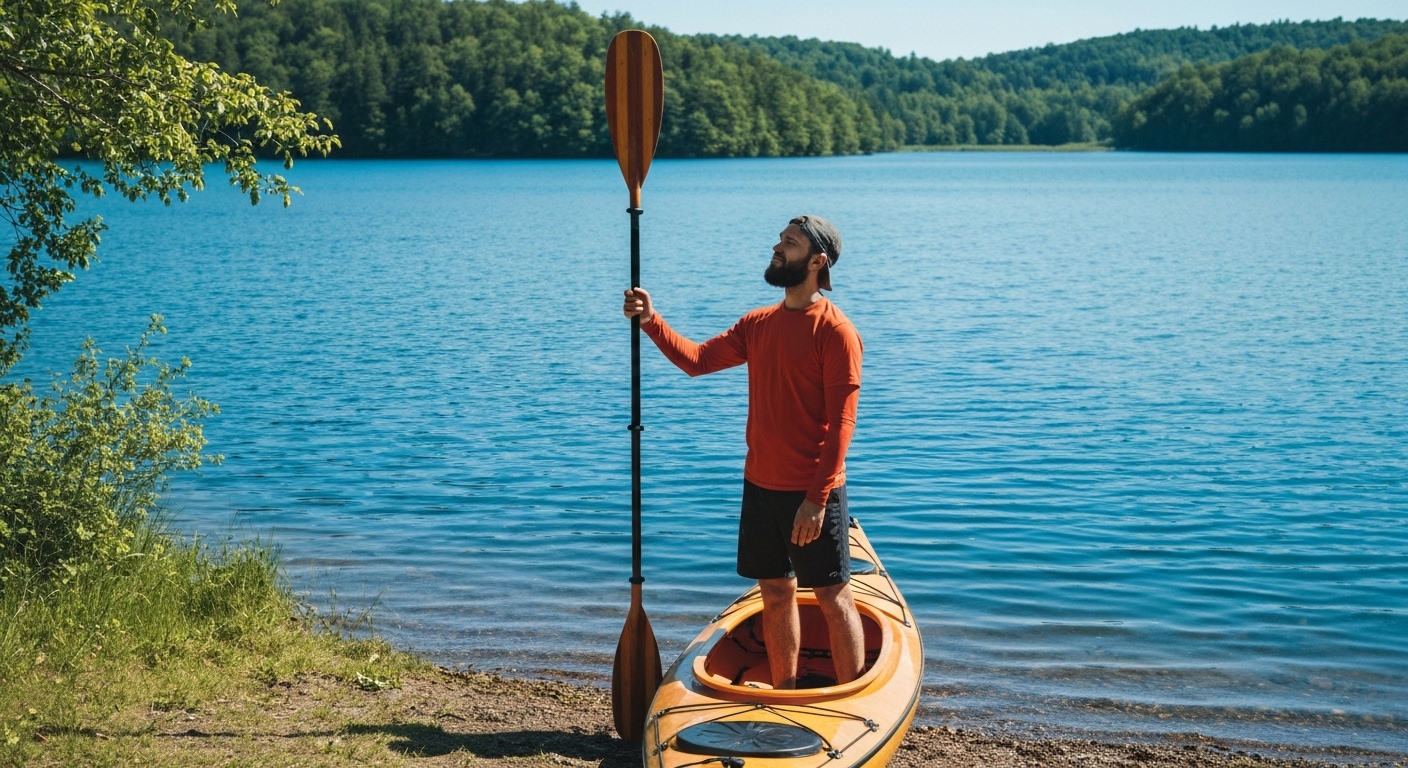Kayak paddle size guide - measuring a kayak paddle to height