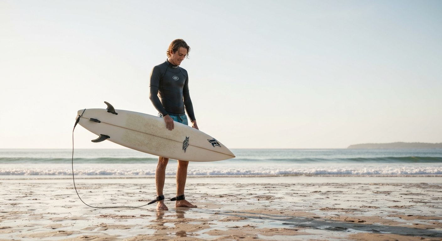How to choose a surfboard - a surfer comparing boards on the beach