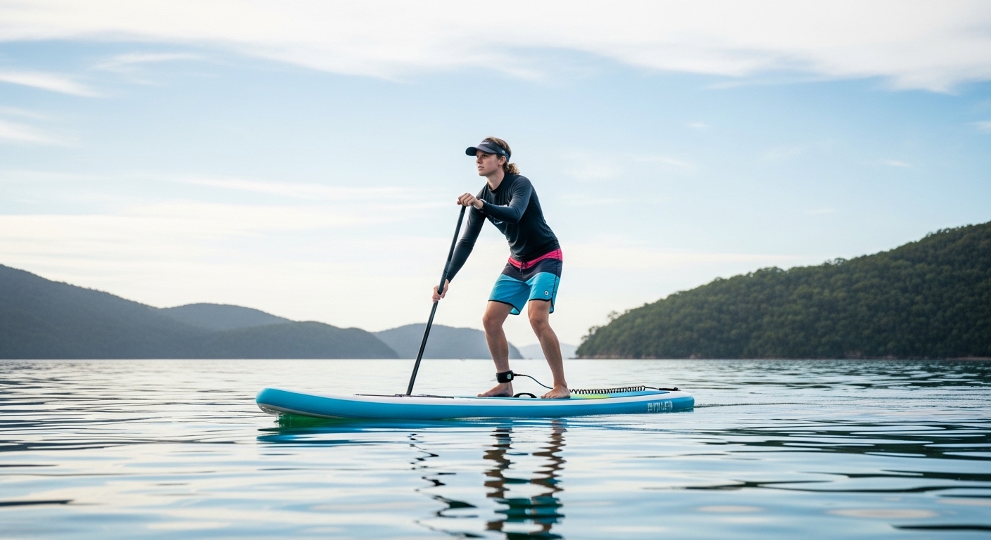 Paddle board advice for beginners - correct balanced stance on a SUP