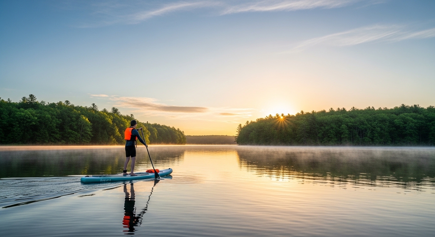 Do you need a life jacket to paddle board - paddler wearing a PFD life jacket