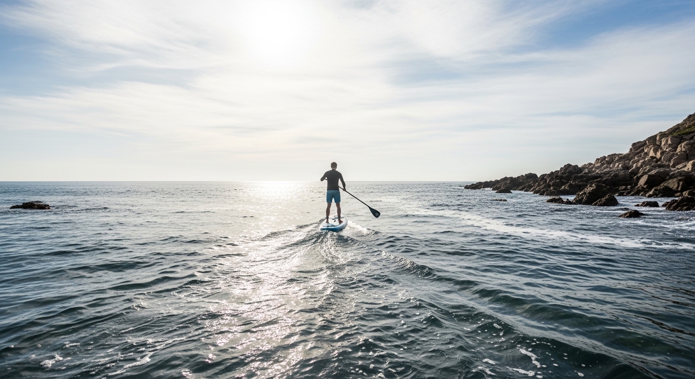 Can you paddle board in the ocean - paddleboarder on coastal ocean water
