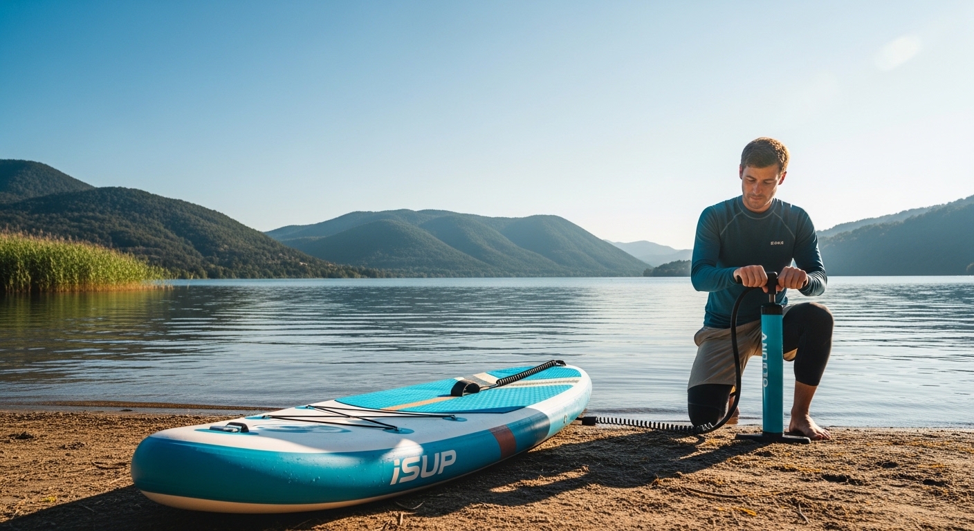 Paddle board PSI - inflating an inflatable stand-up paddle board with a pump