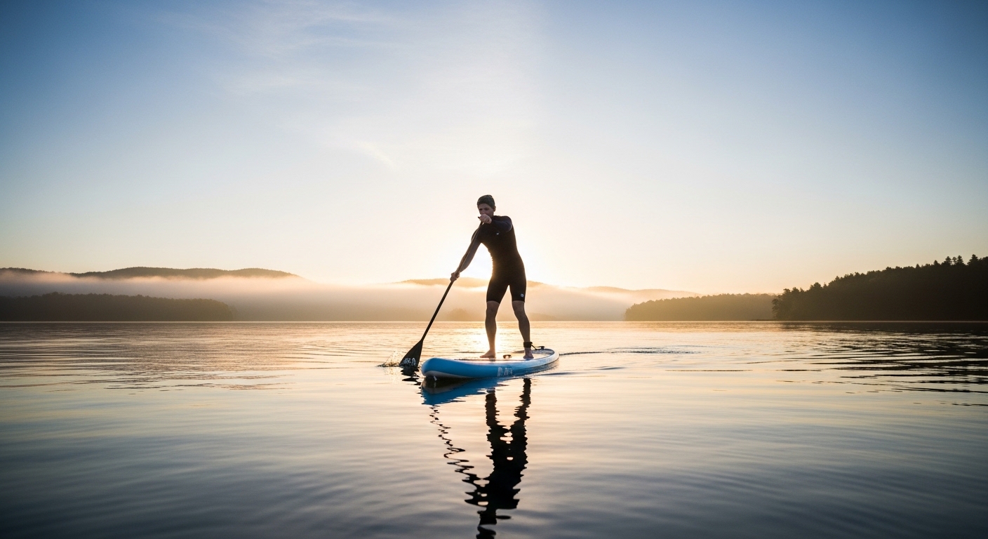 Paddle board tips for beginners - a beginner practicing on a SUP