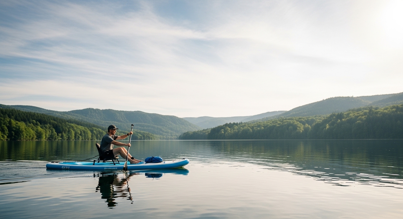 Paddle board with a seat - a SUP rigged with a kayak seat