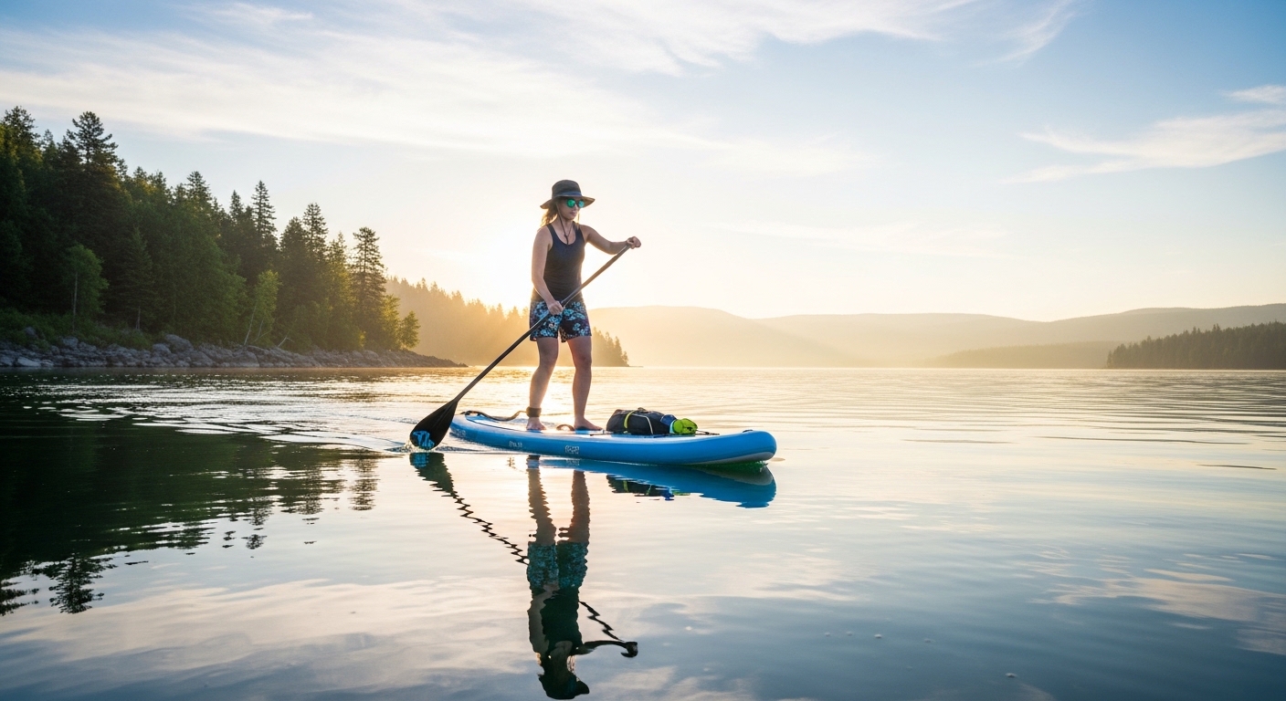 Paddle boarding health benefits - an active healthy paddler on a SUP