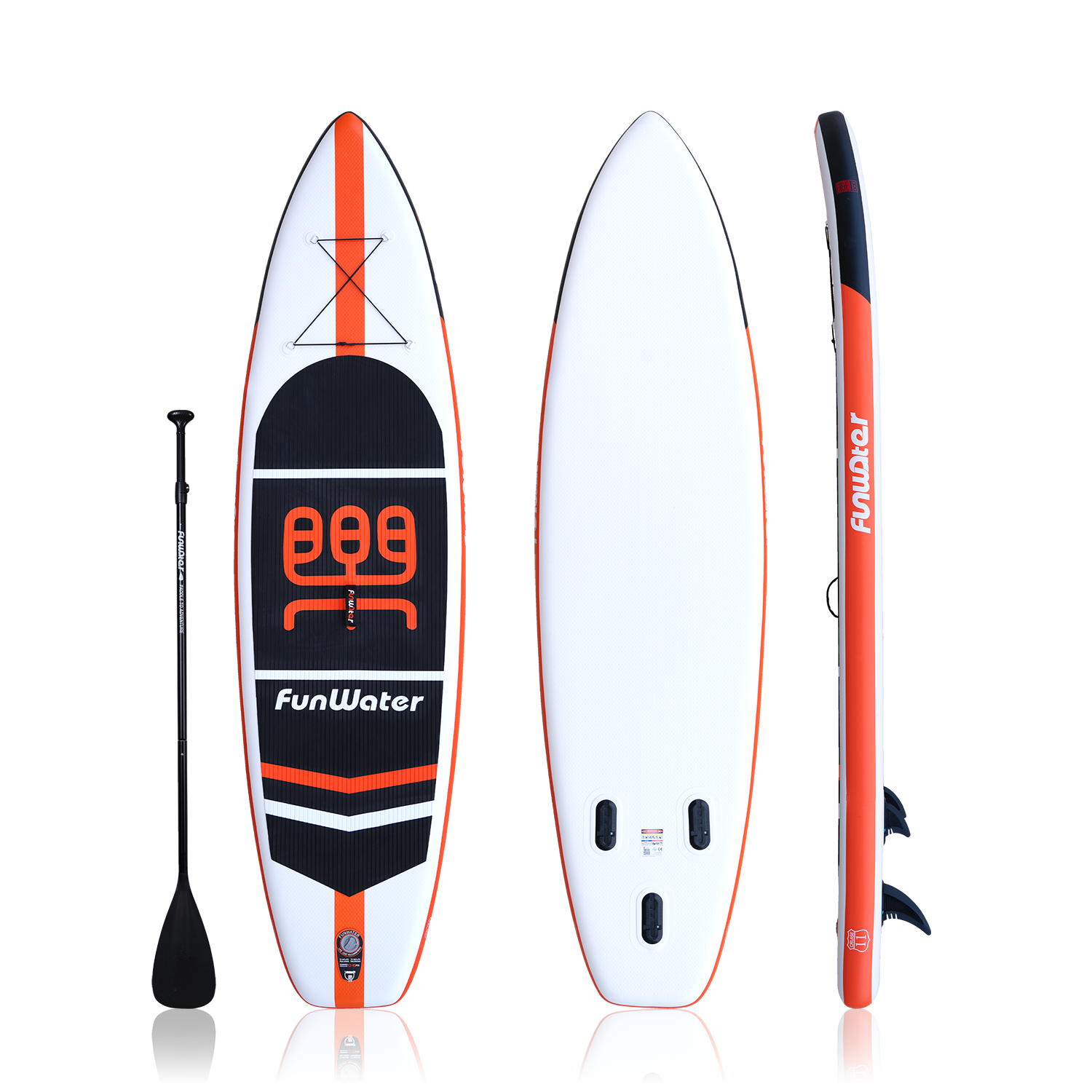 FunWater Cruise 11 foot inflatable stand-up paddleboard package with adjustable paddle and fins