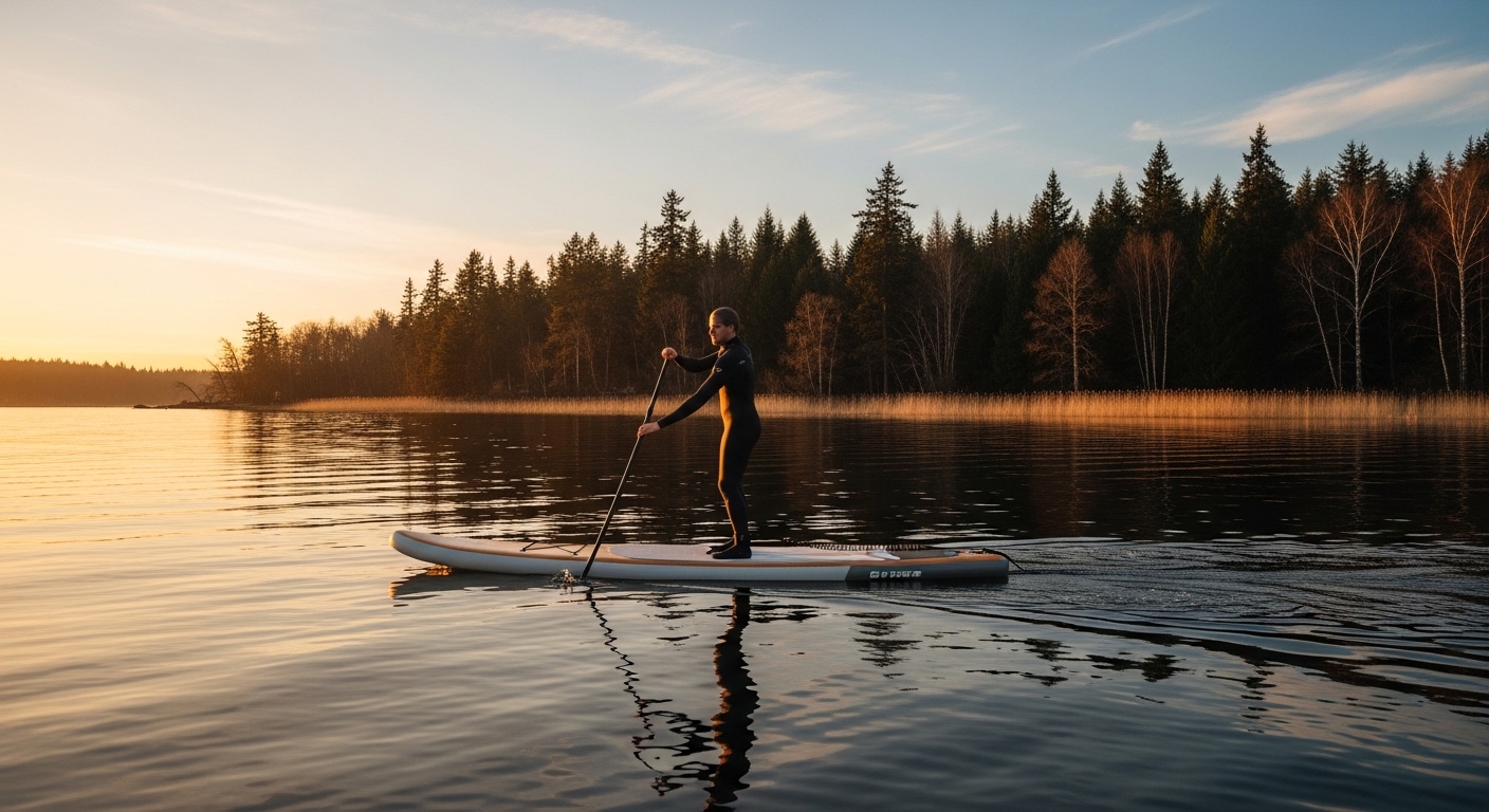 Thurso paddle board - premium touring inflatable SUP on calm water